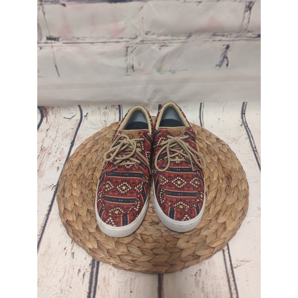 Twisted X Hooey Lopers Men's Size 8.5 Oxford Graphic Aztec Pattern Canvas